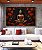 Quadro Horizontal Buda Bronze Vermelho Laranja Flor de Lótus Canvas Moldura - Imagem 1