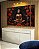 Trio de Quadros Estilizados Buda Bronze Vermelho Laranja Flor de Lótus Canvas Moldura - Imagem 2