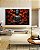 Quadro Horizontal Buda Cinza Pedra Flor de Lótus Laranja Vermelho Canvas Moldura - Imagem 1