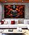 Quadro Horizontal Buda Cinza Pedra Flor de Lótus Laranja Vermelho Canvas Moldura - Imagem 3