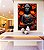 Quadro Vertical Buda Cinza Pedra Flor de Lótus Laranja Vermelho Canvas Moldura - Imagem 1