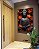 Quadro Vertical Buda Cinza Pedra Flor de Lótus Laranja Vermelho Canvas Moldura - Imagem 4