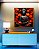 Quadro Quadrado Buda Cinza Pedra Flor de Lótus Laranja Vermelho Canvas Moldura - Imagem 5