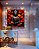 Quadro Quadrado Buda Cinza Pedra Flor de Lótus Laranja Vermelho Canvas Moldura - Imagem 1