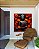 Quadro Quadrado Buda Cinza Pedra Flor de Lótus Laranja Vermelho Canvas Moldura - Imagem 3