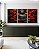Trio de Quadros Buda Cinza Pedra Flor de Lótus Laranja Vermelho Canvas Moldura - Imagem 4