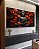 Trio de Quadros Buda Cinza Pedra Flor de Lótus Laranja Vermelho Canvas Moldura - Imagem 1