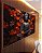Trio de Quadros Buda Cinza Pedra Flor de Lótus Laranja Vermelho Canvas Moldura - Imagem 2
