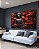 Duo de Quadros Buda Cinza Pedra Flor de Lótus Laranja Vermelho Canvas Moldura - Imagem 1