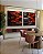 Duo de Quadros Quadrados Buda Cinza Pedra Flor de Lótus Laranja Vermelho Canvas Moldura - Imagem 1