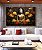 Quadro Horizontal Buda Bronze Flores Amarelo Laranja Canvas Moldura - Imagem 1
