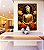 Quadro Vertical Buda Bronze Flores Amarelo Laranja Canvas Moldura - Imagem 1