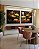 Duo de Quadros Quadrados Buda Bronze Flores Amarelo Laranja Canvas Moldura - Imagem 2