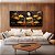Duo de Quadros Quadrados Buda Bronze Flores Amarelo Laranja Canvas Moldura - Imagem 3