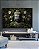 Quadro Horizontal Buda Cinza Pedra Flores Brancas Folhas Verdes Canvas Moldura - Imagem 1