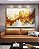 Quadro Horizontal Arte Fluida Pouring Amarelo Dourado Cinza Canvas Moldura - Imagem 4