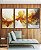 Trio de Quadros Arte Fluida Pouring Amarelo Dourado Cinza Canvas Moldura - Imagem 5