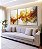 Trio de Quadros Arte Fluida Pouring Amarelo Dourado Cinza Canvas Moldura - Imagem 2