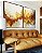 Duo de Quadros Arte Fluida Pouring Amarelo Dourado Cinza Canvas Moldura - Imagem 2