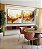 Duo de Quadros Quadrados Arte Fluida Pouring Amarelo Dourado Cinza Canvas Moldura - Imagem 5
