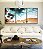 Trio de Quadros Mar Turquesa Praia e Pedras Natureza Canvas Moldura - Imagem 1