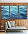 Trio de Quadros Mar Azul Cristalino Ondulado Oceano Canvas Moldura - Imagem 5