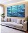Trio de Quadros Mar Azul Cristalino Ondulado Oceano Canvas Moldura - Imagem 3