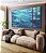 Trio de Quadros Estilizados Mar Azul Cristalino Ondulado Oceano Canvas Moldura - Imagem 1