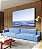 Quadro Horizontal Mar Azul Sereno Céu Limpo Oceano Canvas Moldura - Imagem 1