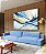 Quadro Horizontal Abstrato Azul Amarelo Rosa Arte Fluida Canvas Moldura - Imagem 3