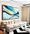 Quadro Horizontal Abstrato Azul Amarelo Rosa Arte Fluida Canvas Moldura - Imagem 1
