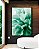 Quadro Vertical Folhas Abstratas Ondas Verde Turquesa Canvas Moldura - Imagem 1