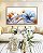 Quadro Horizontal Flores Delicadas Laranja e Azul Arte Fluida Canvas Moldura - Imagem 5