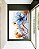 Quadro Vertical Flores Delicadas Laranja e Azul Arte Fluida Canvas Moldura - Imagem 5