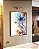 Quadro Vertical Flores Delicadas Laranja e Azul Arte Fluida Canvas Moldura - Imagem 1