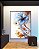 Quadro Vertical Flores Delicadas Laranja e Azul Arte Fluida Canvas Moldura - Imagem 3