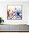 Quadro Quadrado Flores Delicadas Laranja e Azul Arte Fluida Canvas Moldura - Imagem 5