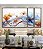 Trio de Quadros Estilizados Flores Delicadas Laranja e Azul Arte Fluida Canvas Moldura - Imagem 3