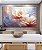 Quadro Horizontal Flores Brancas Rosas Azul Arte Fluida Canvas Moldura - Imagem 2
