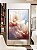 Quadro Vertical Flores Brancas Rosas Azul Arte Fluida Canvas Moldura - Imagem 1