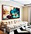 Quadro Horizontal Flor Artística Azul Turquesa Dourado Roxo Canvas Moldura - Imagem 5