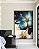 Quadro Vertical Flor Artística Azul Turquesa Dourado Roxo Canvas Moldura - Imagem 3