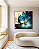 Quadro Quadrado Flor Artística Azul Turquesa Dourado Roxo Canvas Moldura - Imagem 1