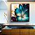 Quadro Quadrado Flor Artística Azul Turquesa Dourado Roxo Canvas Moldura - Imagem 3