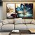 Trio de Quadros Flor Artística Azul Turquesa Dourado Roxo Canvas Moldura - Imagem 5