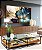 Duo de Quadros Flor Artística Azul Turquesa Dourado Roxo Canvas Moldura - Imagem 3