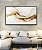 Quadro Horizontal Abstrato Branco Dourado Arte Fluida Canvas Moldura - Imagem 3