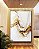 Quadro Vertical Abstrato Branco Dourado Arte Fluida Canvas Moldura - Imagem 2