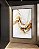 Quadro Vertical Abstrato Branco Dourado Arte Fluida Canvas Moldura - Imagem 1