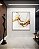 Quadro Quadrado Abstrato Branco Dourado Arte Fluida Canvas Moldura - Imagem 1